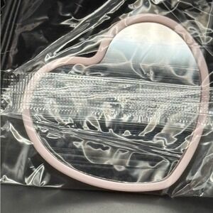 Pink Heart Shaped Pocket Mirror Compact Makeup Travel Portable